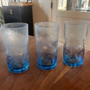 Set of 3 vintage blue tumblers